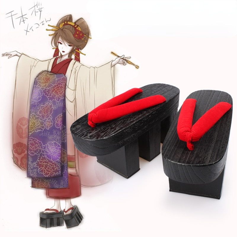 Geta Wooden Sandal - Bayan ahşap japon GETA takunya Bidentate