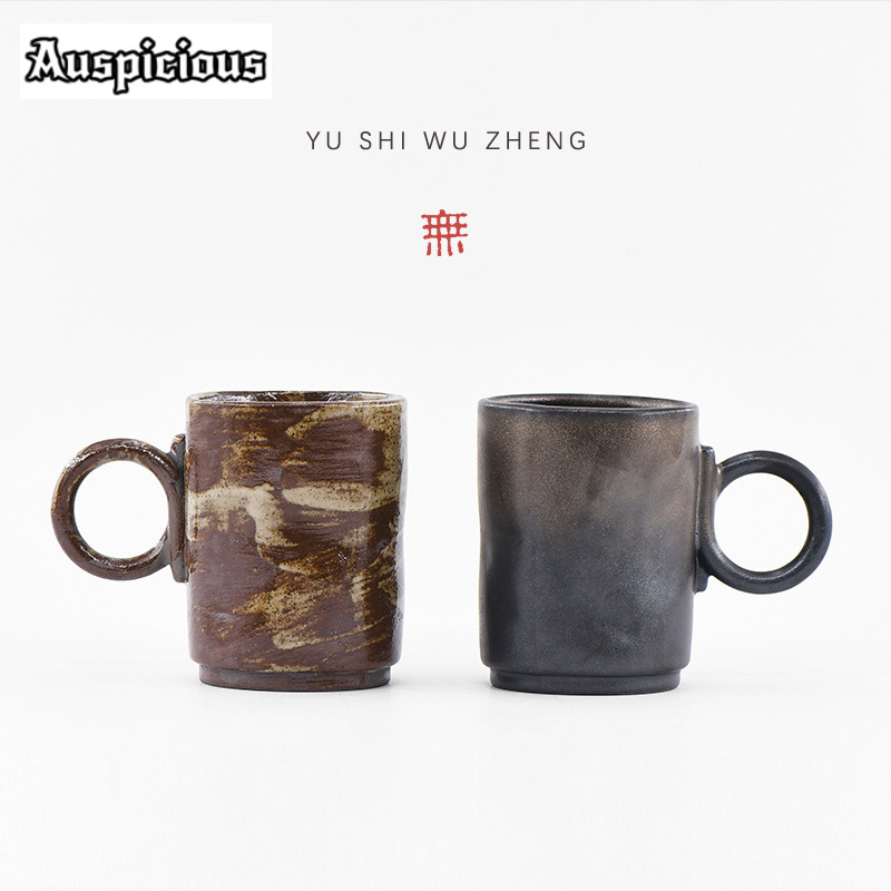Japanese Pottery - 180ml el yapımı Wabi-sabi kumtaşın kupa